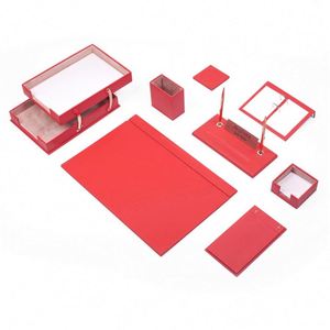 Luxury 10-Piece Leather <b>Desk</b> Organizer <b>Set</b> with Double Document Tray - Product Image 2