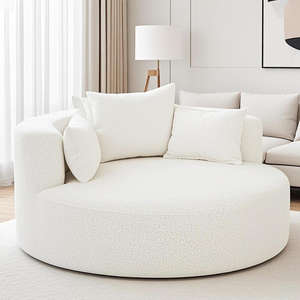 工場価格 おしゃれなリビングルーム家具 くつろぎソファ カラーカスタマイズ可能 ホテル向け 家庭用 ゆったりとした丸型 布製ソフトソファ - Product Image 1