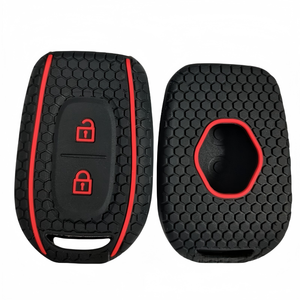 Coque de <span class=keywords><strong>protection</strong></span> en silicone noire avec ligne rouge pour clé de voiture <span class=keywords><strong>Renault</strong></span>, étui de clé d'origine durable - Product Image 1
