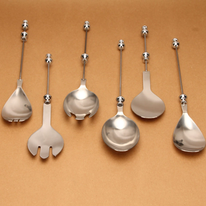 ชุดช้อนส้อมสแตนเลสมีดขนาดใหญ่แบบ DIY ไม้พายพร้อมลูกปัดผลไม้ของหวานชุดช้อนส้อมมีดสลัด - Product Image 4