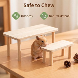 Mesa de madera maciza para hámster, rectangular, duradera, mueble de juego para interiores para animales pequeños - Product Image 3