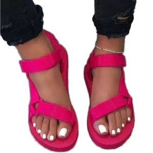 Sandalias Planas de Mujer con Tela Elástica de Velcro EVA, Tendencia de Moda de Verano para Exteriores, Combinación de Colores - Product Image 1