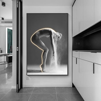 Peinture décorative murale pour salon moderne, art mural pour couloir, yoga, femme luxueuse, peinture à LED lumineuse