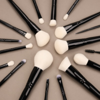 Daily Queen & Mor-phe 18 pinceaux de maquillage professionnels en poils nano blancs avec manche noir brillant, qualité supérieure et sensation luxueuse, logo personnalisé