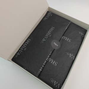 Custom 17gsm Specialty <strong>Paper</strong> Black and <strong>Silver</strong> Logo Printed Package Tissue <strong>Wrapping</strong> <strong>Paper</strong> for Clothing Free Design - Product Image 1