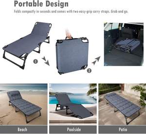 <span class=keywords><strong>Lit</strong></span> de camping pliable pour adultes avec matelas rembourré et oreiller, inclinable et réglable, pour le voyage, le jardin, le bureau, usage individuel, <span class=keywords><strong>lit</strong></span> de randonnée - Product Image 6