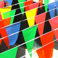 Guirlande de fanions colorés multicolores en forme de triangle pour décoration de fête, thème carnaval, anniversaire, extérieur et salle de classe