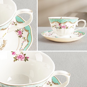 Europe Design 220ml Céramique Floral Vert Tasse À Thé Soucoupe Ensemble Porcelaine <span class=keywords><strong>1</strong></span> Tasse À Café avec Assiette Premium Thé Tasses Et Soucoupes - Product Image 3