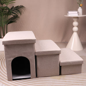 छोटे कुत्तों और बिल्लियों के इनडोर उपयोग के लिए कपड़े mdf और sal हेम्प के साथ उच्च गुणवत्ता वाले टिकाऊ आधुनिक फोल्डेबल पालतू सीढ़ियां - Product Image 3