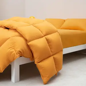 All Seasons Orange Soft Down Proof Fabric Luxurious Fluffy Goose Down Feather Quilted Bed Comforter With Loops For Hotel