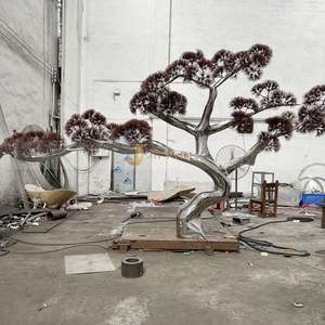 Sculpture d'arbre en acier inoxydable M94 304, style Art déco élégant, multifonctionnelle, imperméable, durable, à poser au sol, décoration de parc et de jardin - Product Image 6