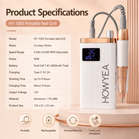 Máquina Eléctrica Portátil Recargable para Uñas, 22000 RPM, Motor sin Núcleo, Pantalla LCD, Kit de Herramientas para Manicura y Pedicura