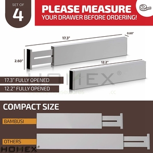 12,2 "bis 17,3" verstellbare Bambus schubladen teiler Organisatoren Schub laden <span class=keywords><strong>Trenner</strong></span> für Utensilien, Kommode, Kleidung - Product Image 2