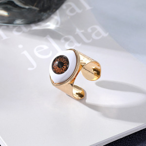 Devil Eye Open <b>Ring</b> Gold Plated <b>Adjustable</b> Creative Blue Eye Unisex Fashion <b>Ring</b> Party Jewelry - Product Image 3