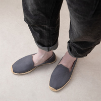 Espadrilles en toile et paille pour hommes, semelle extérieure en caoutchouc, respirantes, antidérapantes, absorbant la transpiration, faciles à enfiler