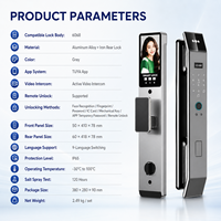 Serrure Intelligente en Alliage d'Aluminium avec Reconnaissance Faciale, WiFi, Mot de Passe Numérique, Capteur d'Empreintes Digitales, pour Portes en Bois/Acier, Sécurité de Niveau C, Cloud