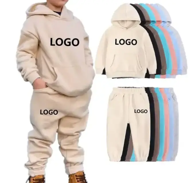 Teng cai Custom Kinder Trainings anzüge Sets Bio-Baumwolle Kinder Trainings anzüge mit Kapuze Frühling Herbst Custom Hoodies Kinder Trainings anzüge