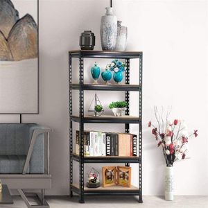 Étagère de rangement métallique réglable à 5 niveaux sans boulons avec installation par emboîtement et surface thermolaquée - Product Image 6