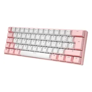Miniteclado para juegos, teclado mecánico rgb con cable usb español y cubierta de teclado rosa, personalizado, 2022, novedad de 60%