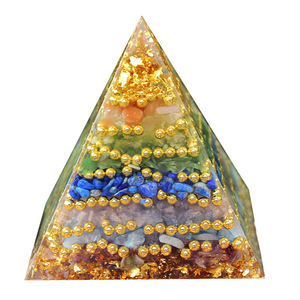 <b>Crystal</b> <b>Chip</b> Pyramid Resin Epoxy Craft Desktop Ornament Home Decor Gift Gold Pearl 7-Layer Stone - Product Image 5