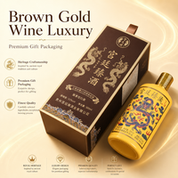   Boîte cadeau en céramique écologique avec couvercle, logo personnalisé, emballage haut de gamme en feuille d'or marron pour vin, OEM ODM