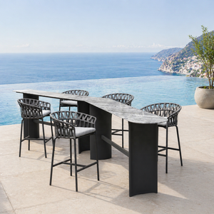 Conjunto de Bar Moderno y Lujoso de Aluminio <span class=keywords><strong>con</strong></span> Cojines Impermeables, Muebles de Exterior Duraderos y Ecológicos para <span class=keywords><strong>Hoteles</strong></span> y Resorts - Product Image 1