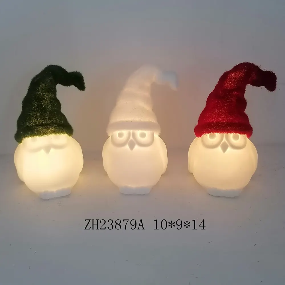 Decorazione per bomboniere per la casa simpatici ornamenti da tavolo con Figurine di pinguino illuminate a LED artigianali in ceramica