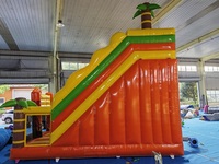 Château gonflable commercial à thème lion avec toboggan et mur d'escalade pour location de fêtes d'enfants