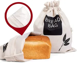 Keep Bread Fresh Linen Eco Bread Storage Bags With Plastic Lined