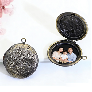 Aksesori logam perunggu antik gaya antik-liontin Gambar liontin bunga dengan jimat berlapis grosir kalung wanita - Product Image 1