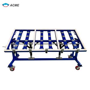 500kg Load Capacity Stainless Steel Four-<b>Wheel</b> Industrial Roller Conveyor <b>Table</b> for Glass Stone Slab Transport - Product Image 4
