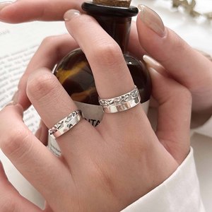 Silver Ruitai S925 Silver Textured Geometric <b>Ring</b> For Women Size B Small Jz939 Gift Jewelry - Product Image 2