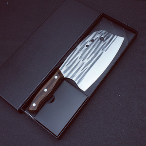 Cuchillo de cocina de tres filos, cuchillo para cortar, cuchillo para rebanar para mujer, cuchillo de picar forjado de punta redonda, cuchillo de doble propósito para - Product Image 4
