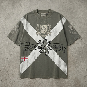 Camiseta Oversize de Algodón 100% de 430 GSM con Estampado Digital, Hombros Caídos, Estilo Vintage Desgastado, Personalizada OEM, para Streetwear - Product Image 1