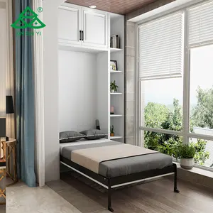 Nova e simples design móveis quarto preço barato branco guarda-roupas com king size dobrável cama fábrica atacado