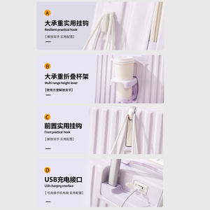 Nueva Maleta de Viaje con Ruedas Giratorias de 20 Pulgadas para Mujer, con Puerto de Carga USB, Portavasos y Cierre Antirrobo - Product Image 1