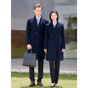 Unisex Wool Coat Mid Length Thickened Warm Solid Color Workwear - Product Image 3