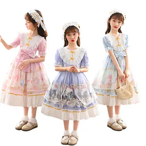 Nueva moda princesa Anna vestido poliéster princesa vestido para niña diseño de moda Lolita