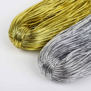 Cordón Elástico Dorado y Plateado <span class=keywords><strong>de</strong></span> 3.0mm al por Mayor, 100% Nailon para Bolsas, Prendas, Zapatos, Etiquetas Colgantes - Product Image 2