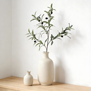 Stelo di <span class=keywords><strong>Foglie</strong></span> d'Ulivo Artificiali Verdi, Ramo Lungo con 8 Frutti, Decorazione Floreale per Casa - Product Image 2