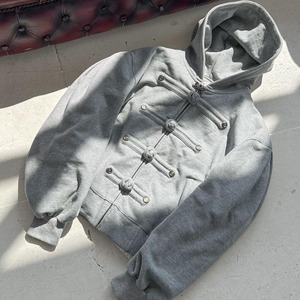<b>Frog</b> Button Hoodie Jacket Cropped Zip Up Hooded Sweatshirt OEM ODM Custom Brand Hoodie <b>Clothing</b> Manufacturers - Product Image 2
