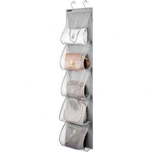 Organisateur de sacs à main suspendu sur la porte avec 5 poches faciles d'accès pour ranger serviettes, foulards et parapluies - Product Image 1