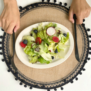 Napperons de <span class=keywords><strong>table</strong></span> ronds individuels en <span class=keywords><strong>jute</strong></span> à franges style bohème pour <span class=keywords><strong>mariage</strong></span>, repas et cuisine - Product Image 2