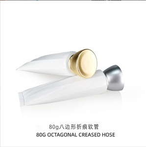Paquete de manguera cosmética arrugada poligonal blanca de 80g, embalaje de 80ml, botella vacía, botella de vacío de plástico - Product Image 2
