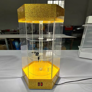 Tùy chỉnh kính <span class=keywords><strong>LED</strong></span> hiển thị ánh sáng cho Showcase cho nhà máy đồ trang sức xoay trường hợp lục giác cho bông tai dây chuyền có sẵn - Product Image 3