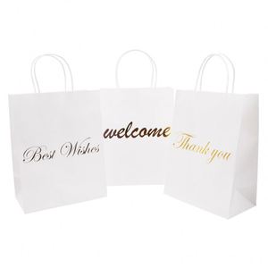 Recycled Fashionable Style Gold and White Supier Shopping Gift Paper Packaging Bag With Rope - Product Image 4