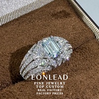 Bague de fiançailles personnalisée en or 10K 14K 18K ou platine PT950 avec diamant de laboratoire taille émeraude VVS2, double halo pavé et tige torsadée