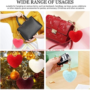 Porte-clés pompon en fourrure moelleuse colorée de 10 cm, en forme de cœur, vente en gros, pour cadeaux promotionnels d'entreprise - Product Image 5