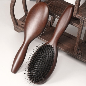 批发鬃毛手柄安全气囊梳子缠结发刷头皮按摩防静电刷毛木梳 - Product Image 5