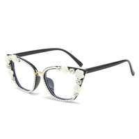 À la mode Anti lumière bleue lunettes cadre à la main diamant plat lumière miroir personnalisé à la mode lunettes fête Decration